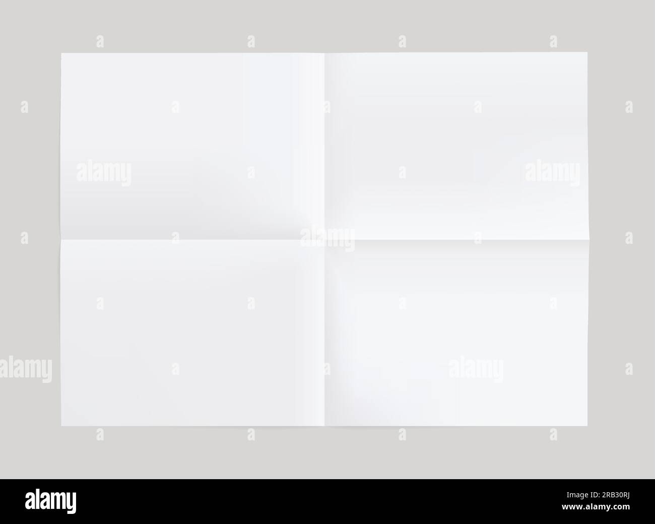 Blank of folded in a quarter paper. Realistic paper with shadow stock