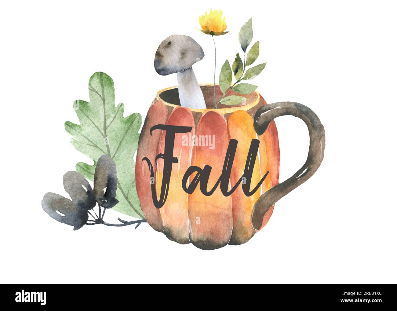 Pumpkin spice latte coffee cup for autumn menu or greeting card design ...