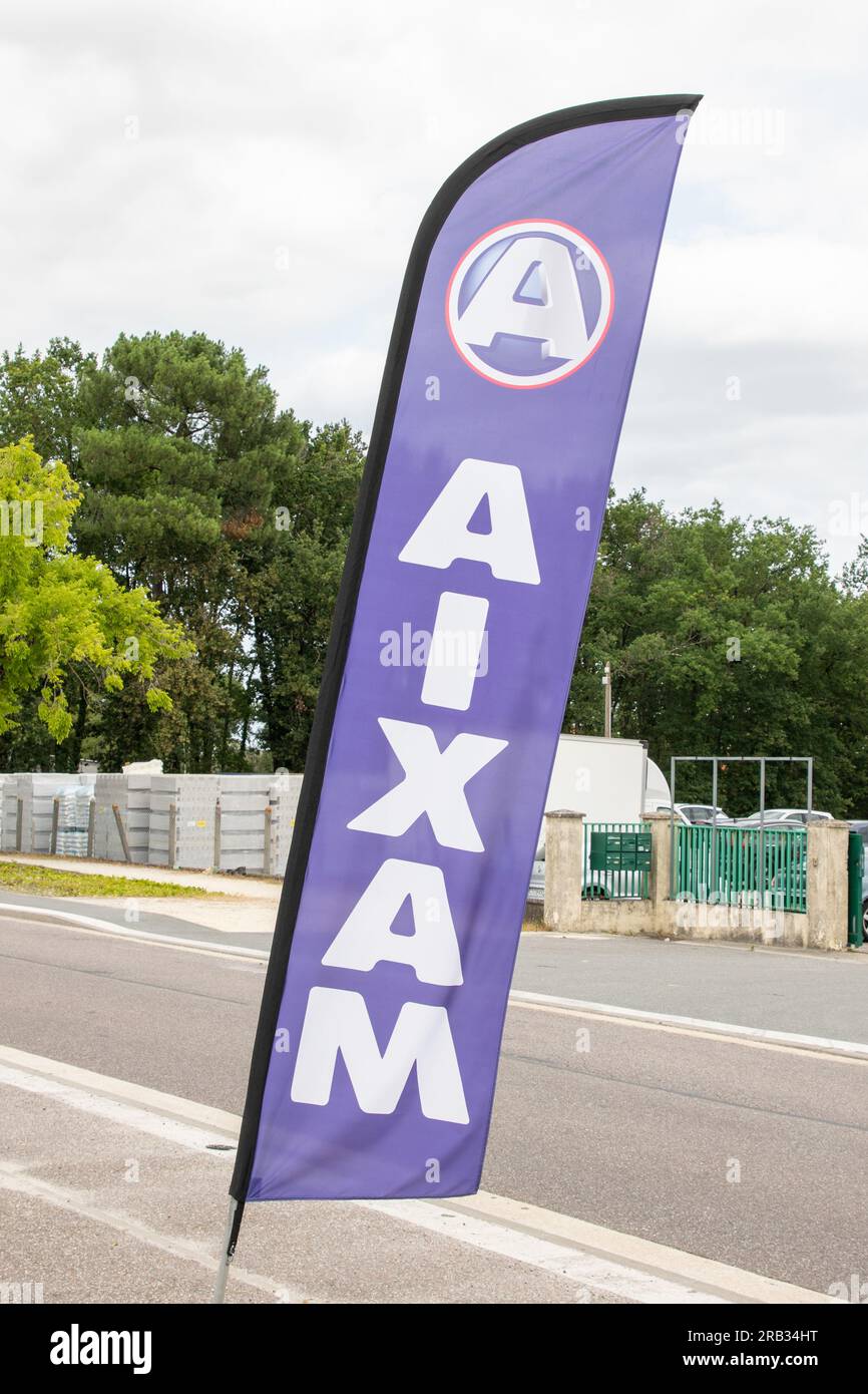 Bordeaux , France - 07 01 2023 : Aixam flag dealership shop logo brand and text sign street French automobile manufacturer Stock Photo