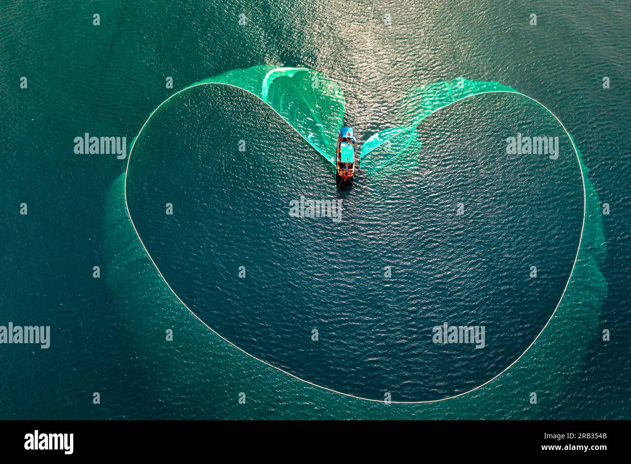 Fishermen are fishing anchovies at Hon Yen Island, Phu Yen, Vietnam Stock Photo