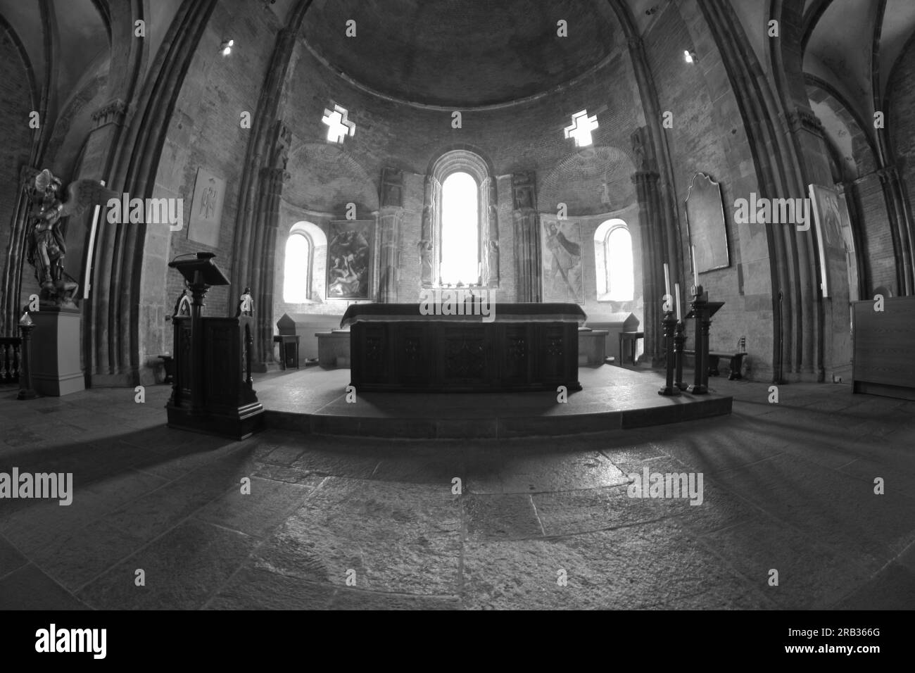 Saint Michael's Abbey Interior, the main altar, Avigliana, Italy Stock Photo