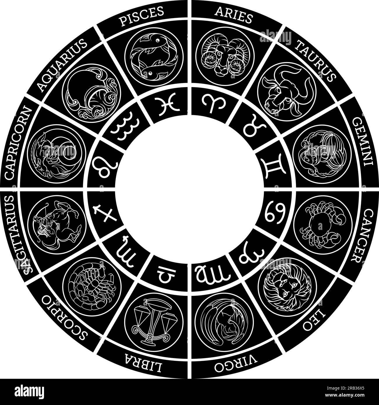 Star signs zodiac horoscope astrology icon symbols Stock Vector