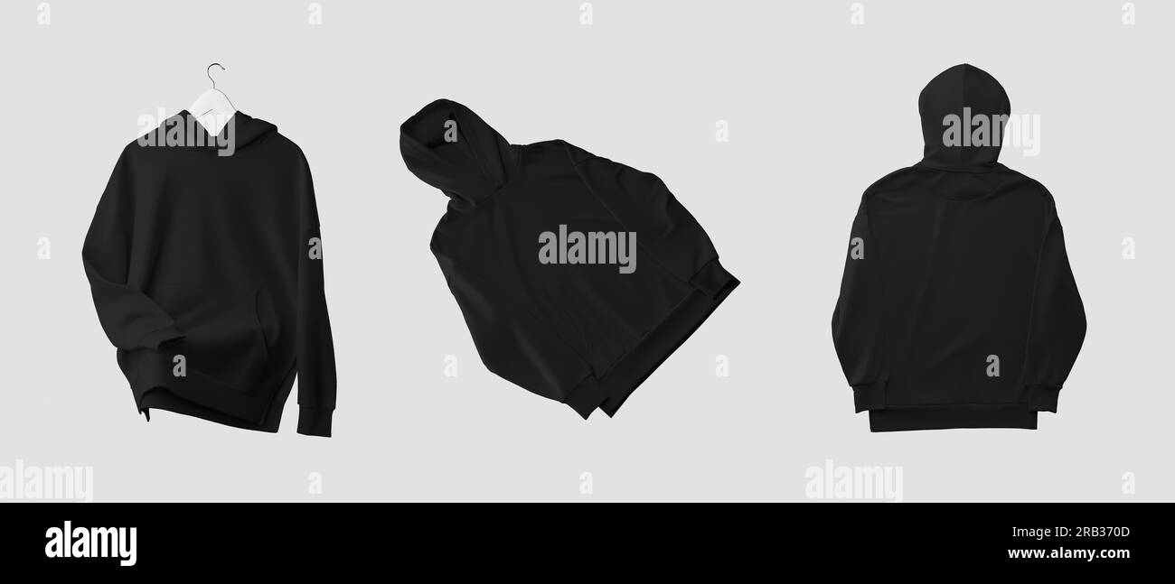 Black hoodie front back Black and White Stock Photos & Images - Alamy