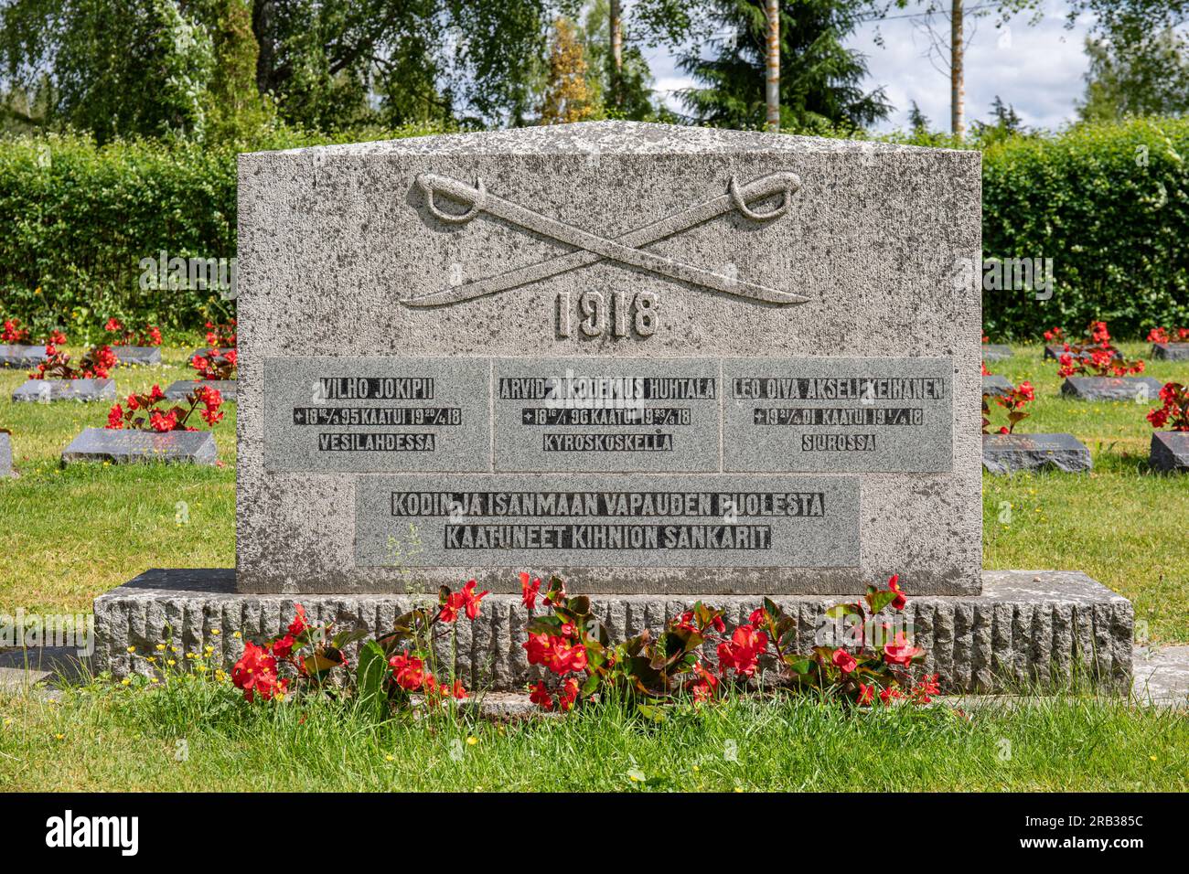 1918 civil war victims' gravestone in Kihniö, Finland Stock Photo
