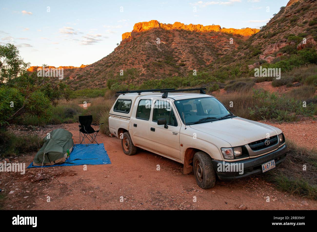 Illegal camping near Cape Range National Park, near Exmouth, Western Australia Stock Photo