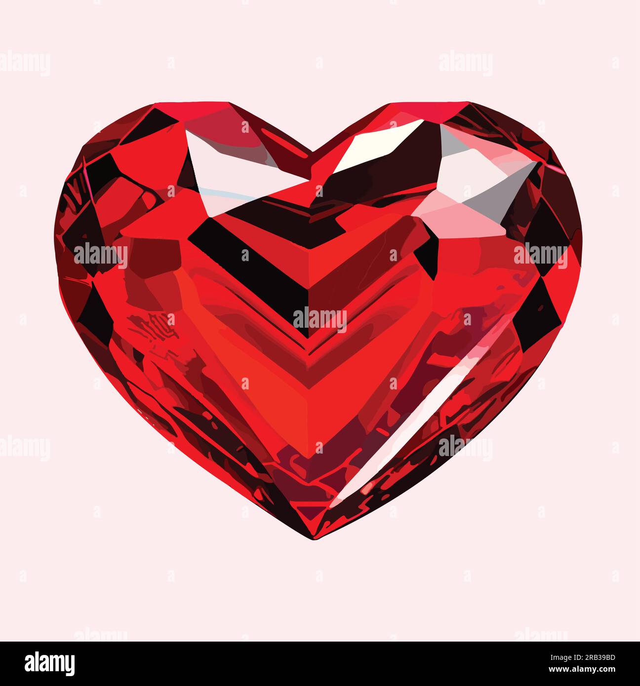 Red Crystal Heart Vector, 3d heart with white background Stock Vector