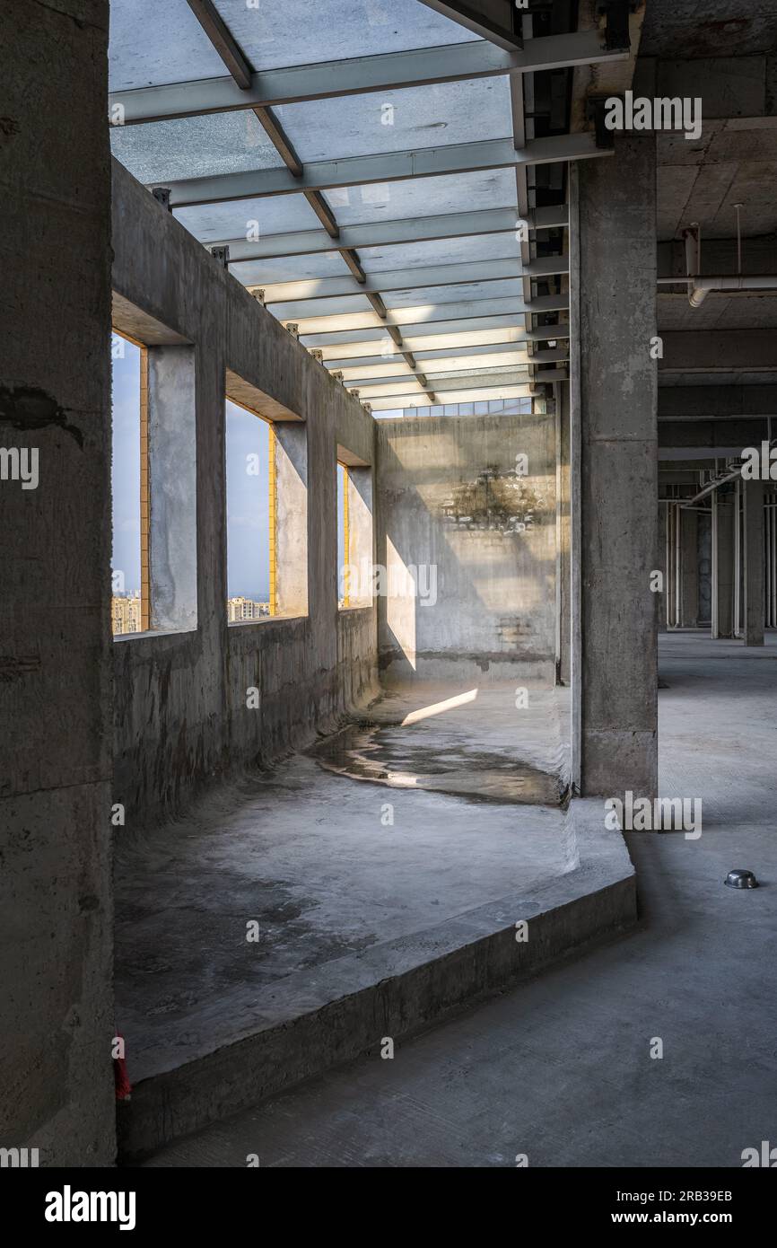 Shinest Building The sunshine is shining inside the newly constructed building Stock ...