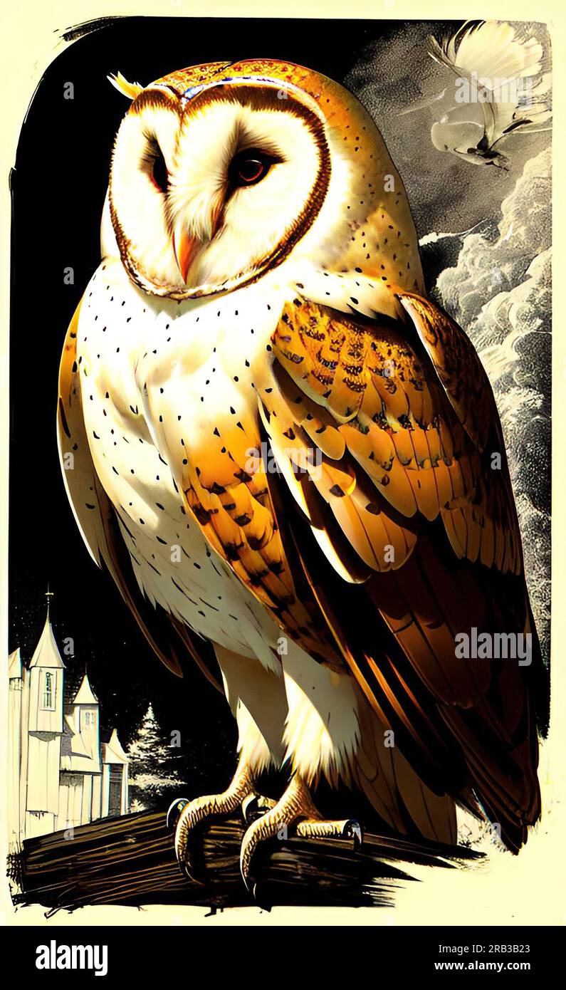 Barn Owl Illustration Stock Photo Alamy