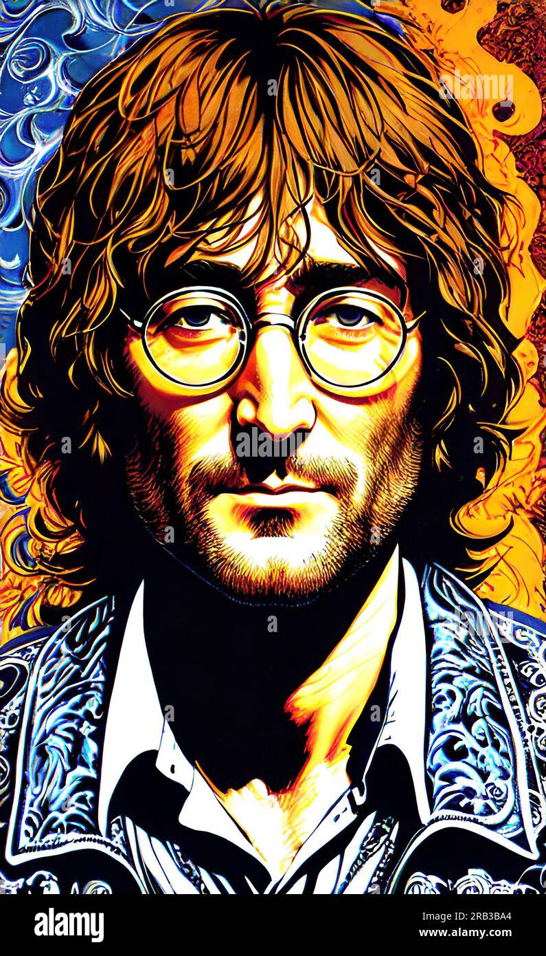 John Lennon Kapuzenjacke Mit Portrait - Classic Rock Peace Design