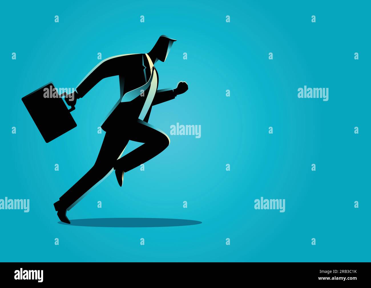 Silhouette illustration of a businessman running with briefcase, business, energetic, dynamic concept Stock Vector
