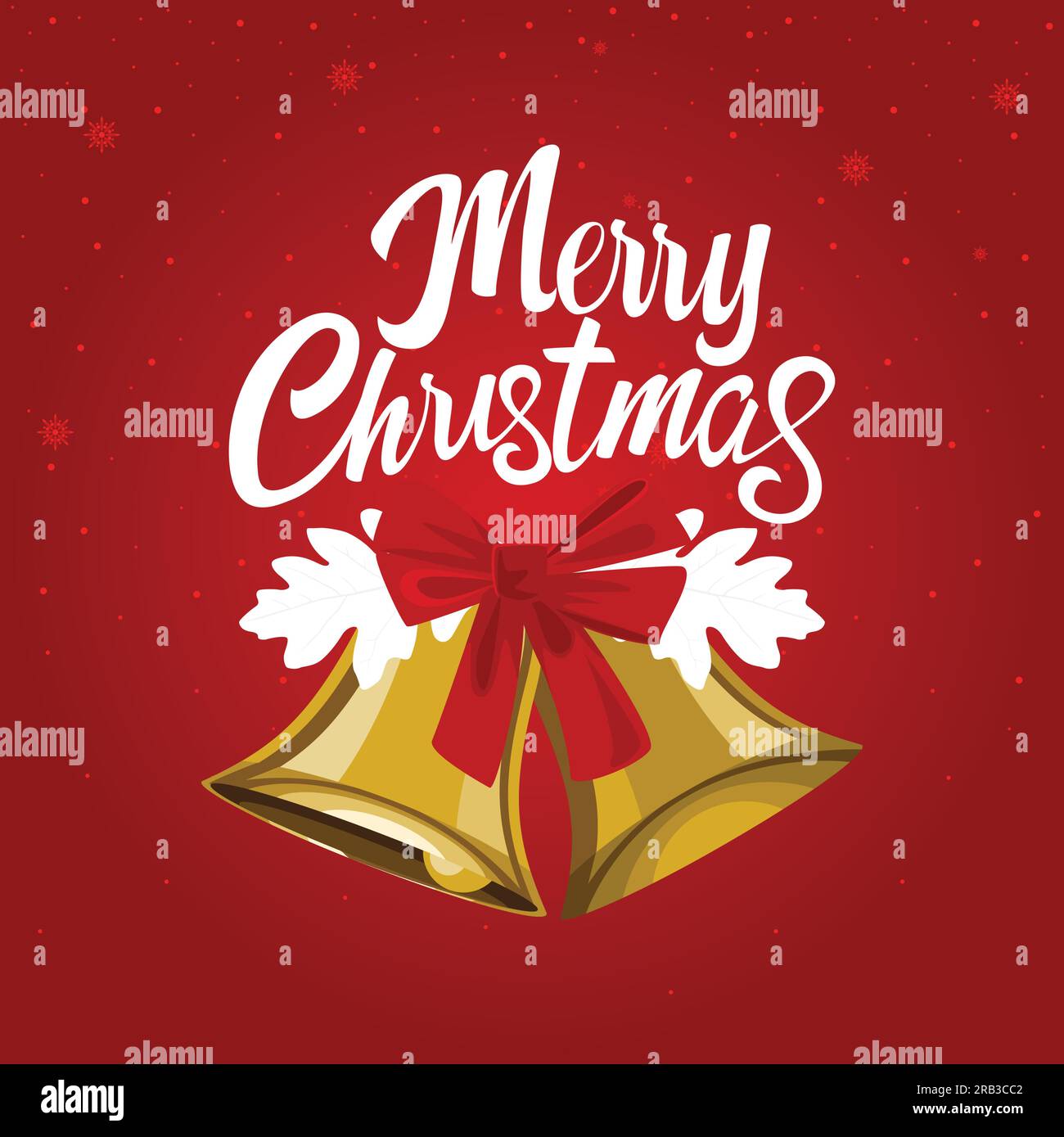 Christmas bell for greetings card, with Merry Christmas text Stock Vector
