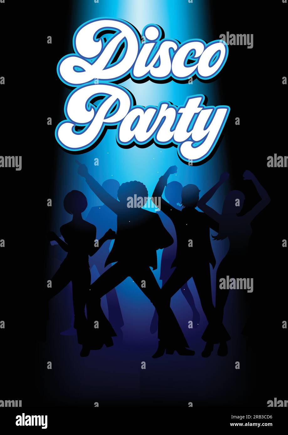 Silhouette Illustration of young energetic couples disco dancing on the floor, party, lifestyle theme Stock Vector