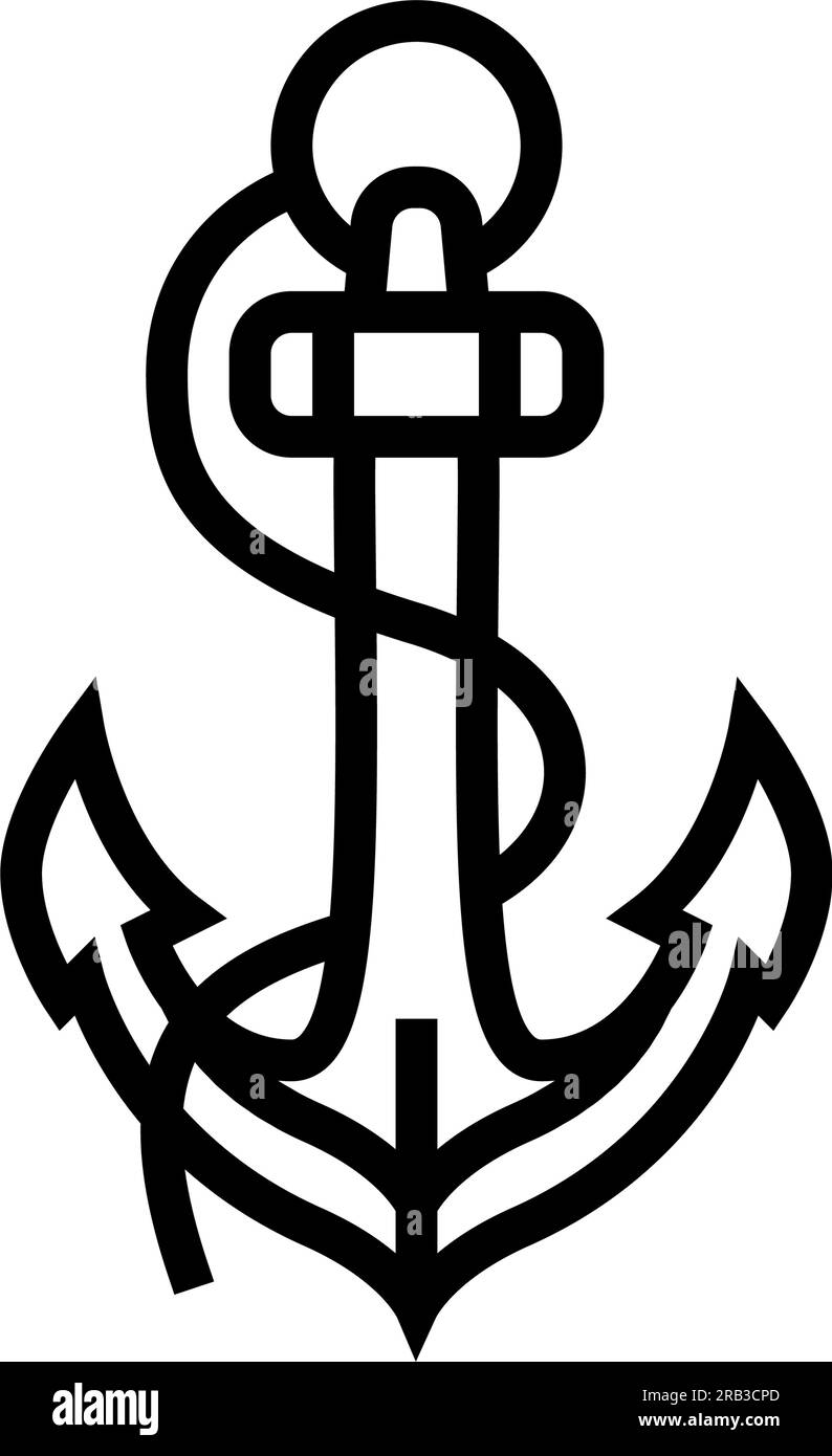 anchor tattoo art vintage line icon vector illustration Stock