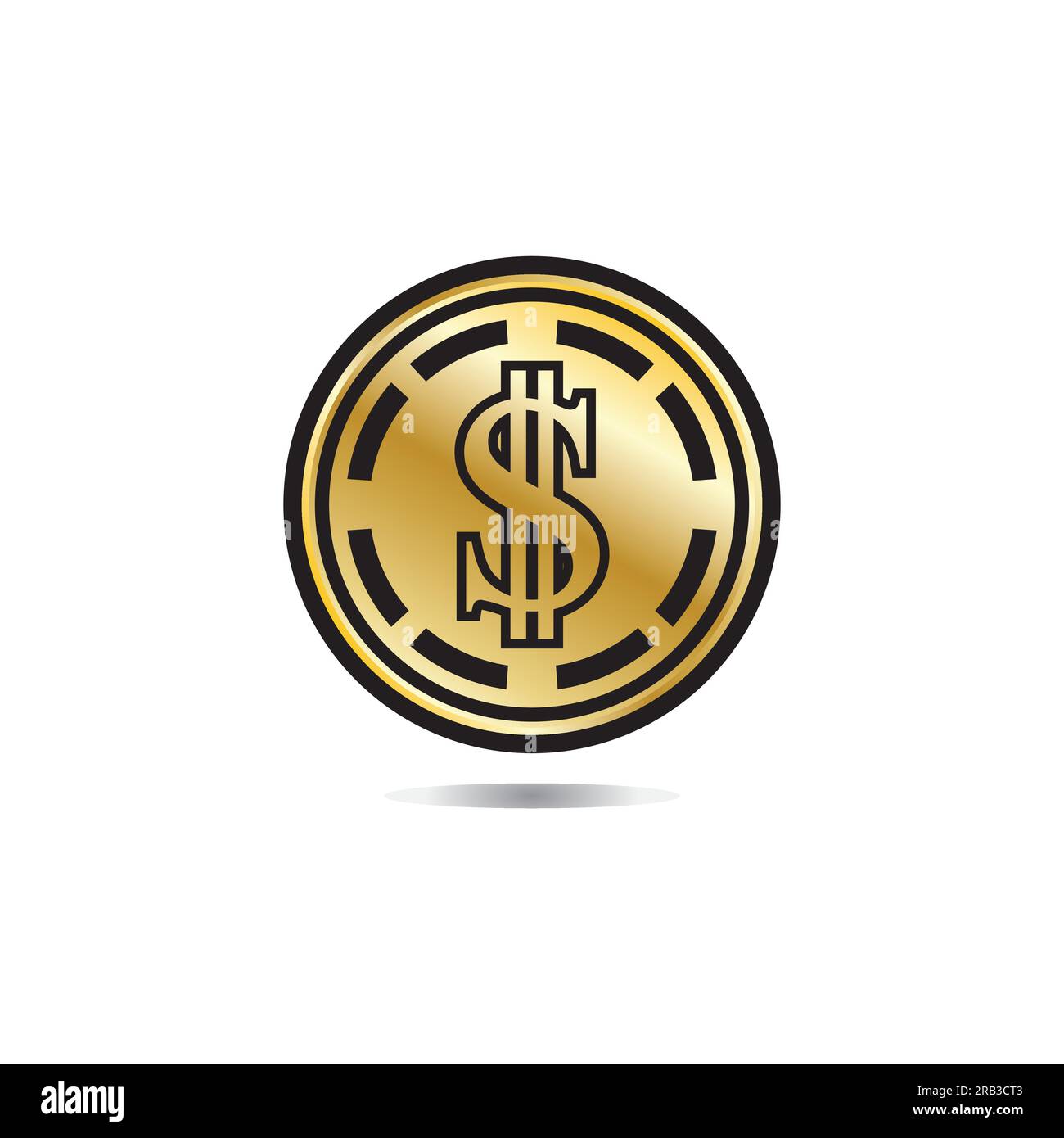Gold coin with dollar sign illustration. vector dollar coin icon ...