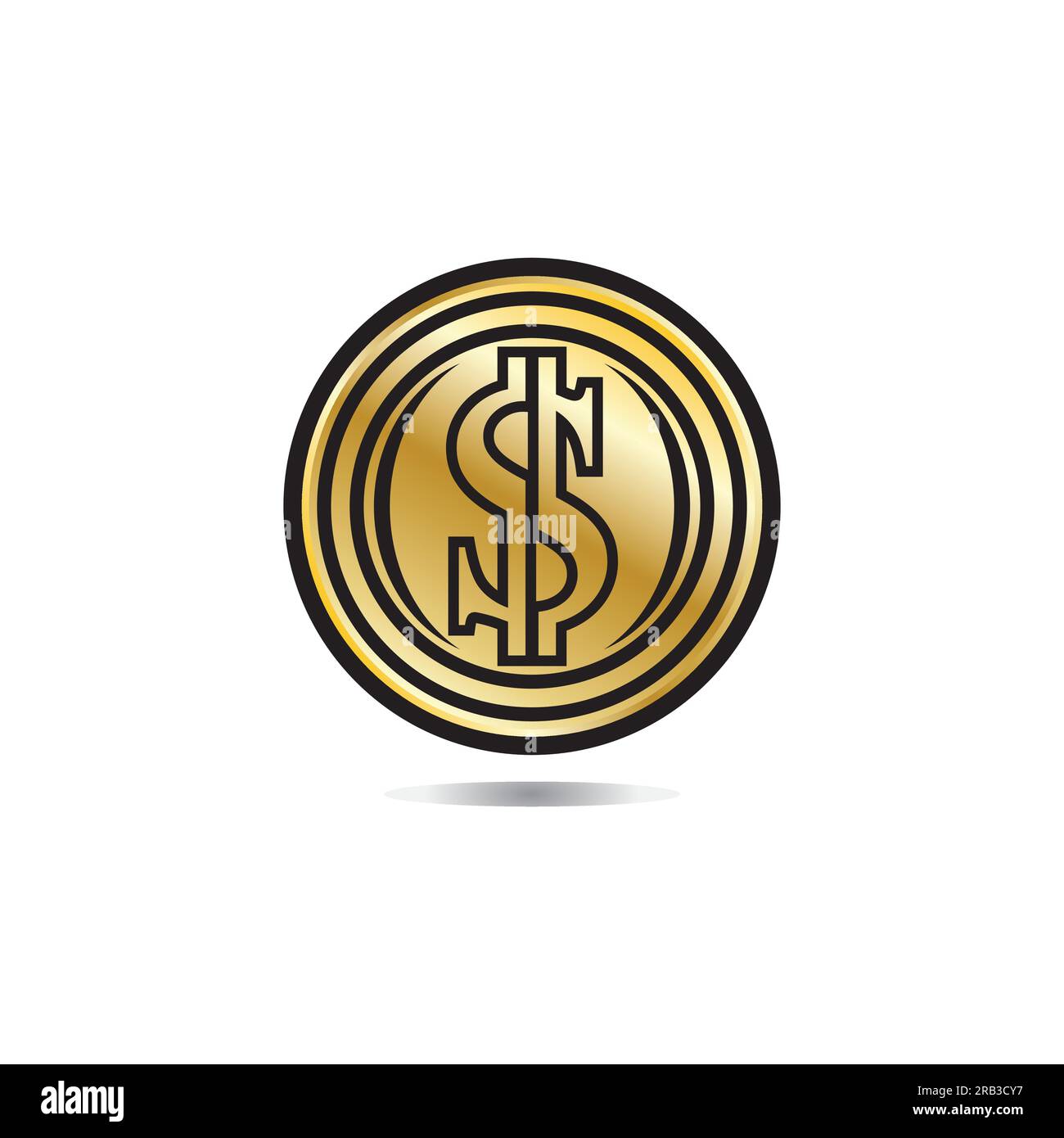 Gold coin with dollar sign illustration. vector dollar coin icon ...