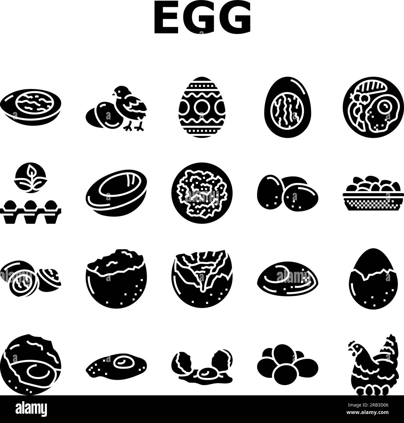 egg chicken farm food organic icons set vector Stock Vector Image & Art ...