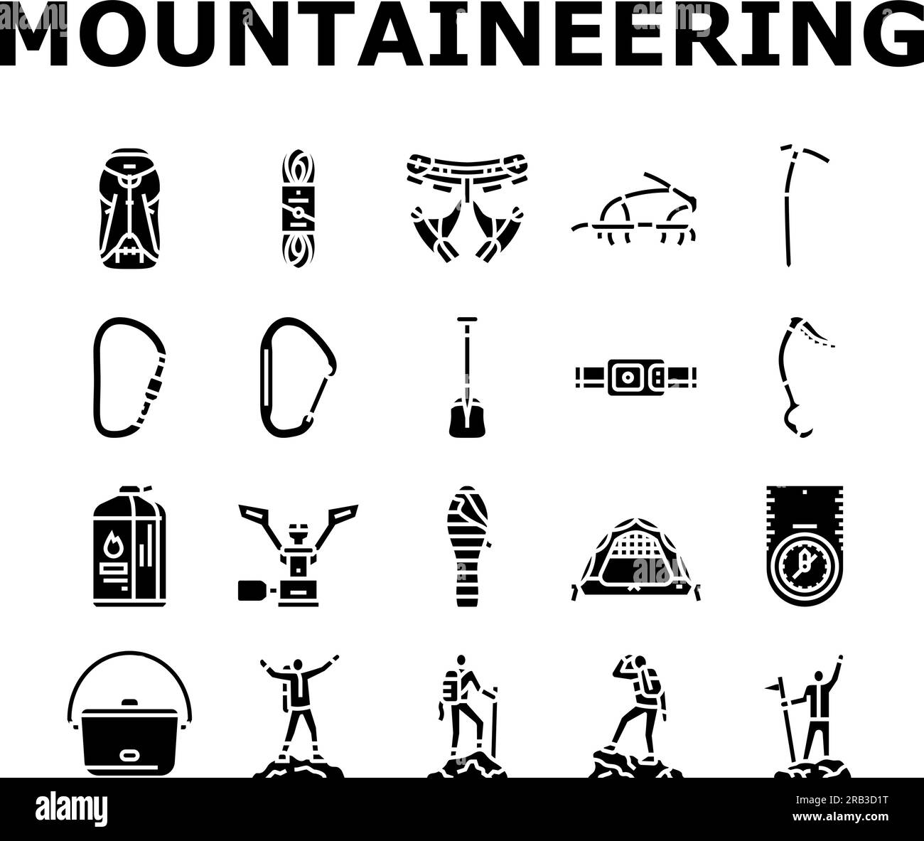 mountain adventure mountaineering icons set vector Stock Vector Image 