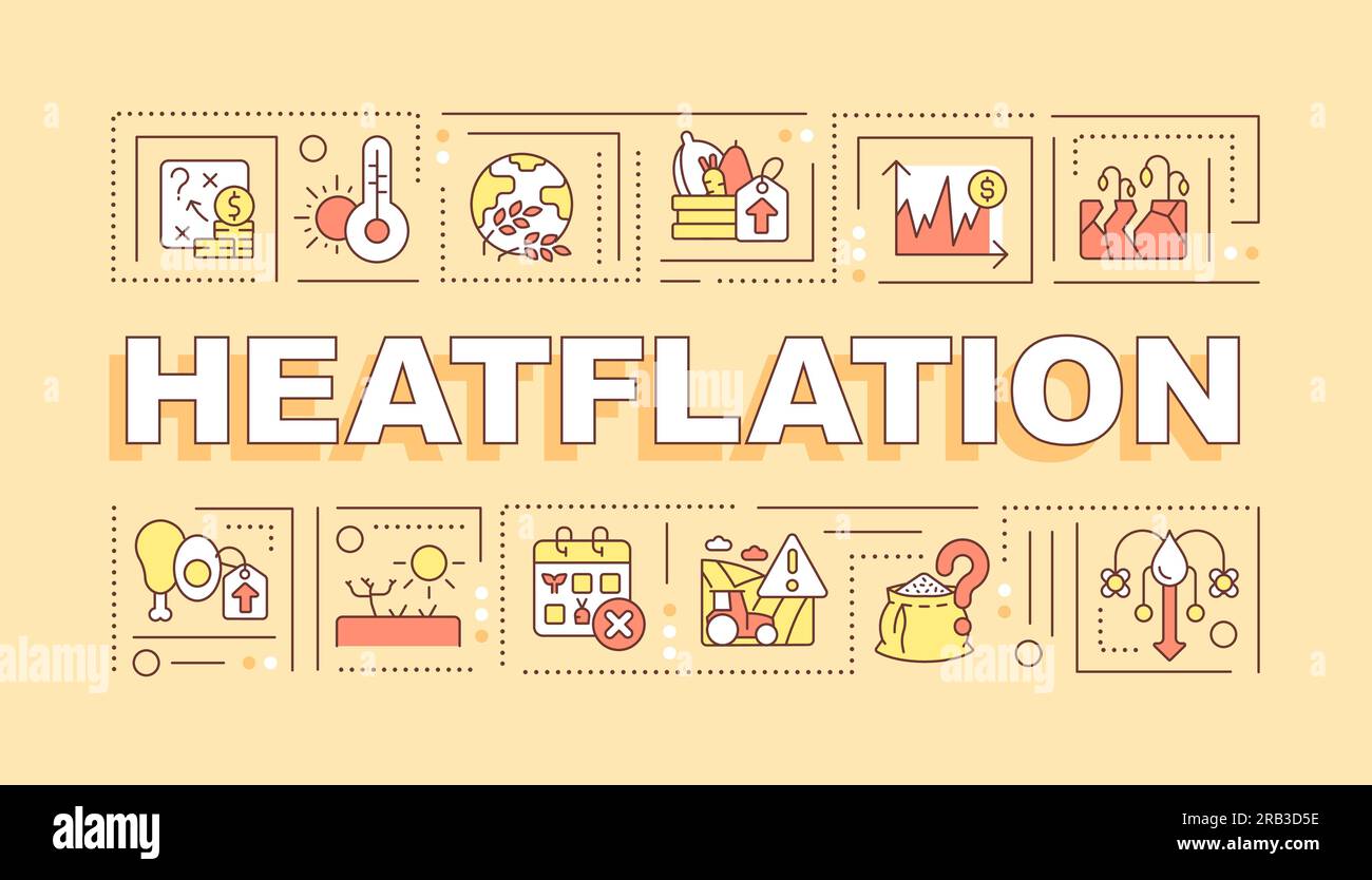 Heatflation text with icons concept Stock Vector