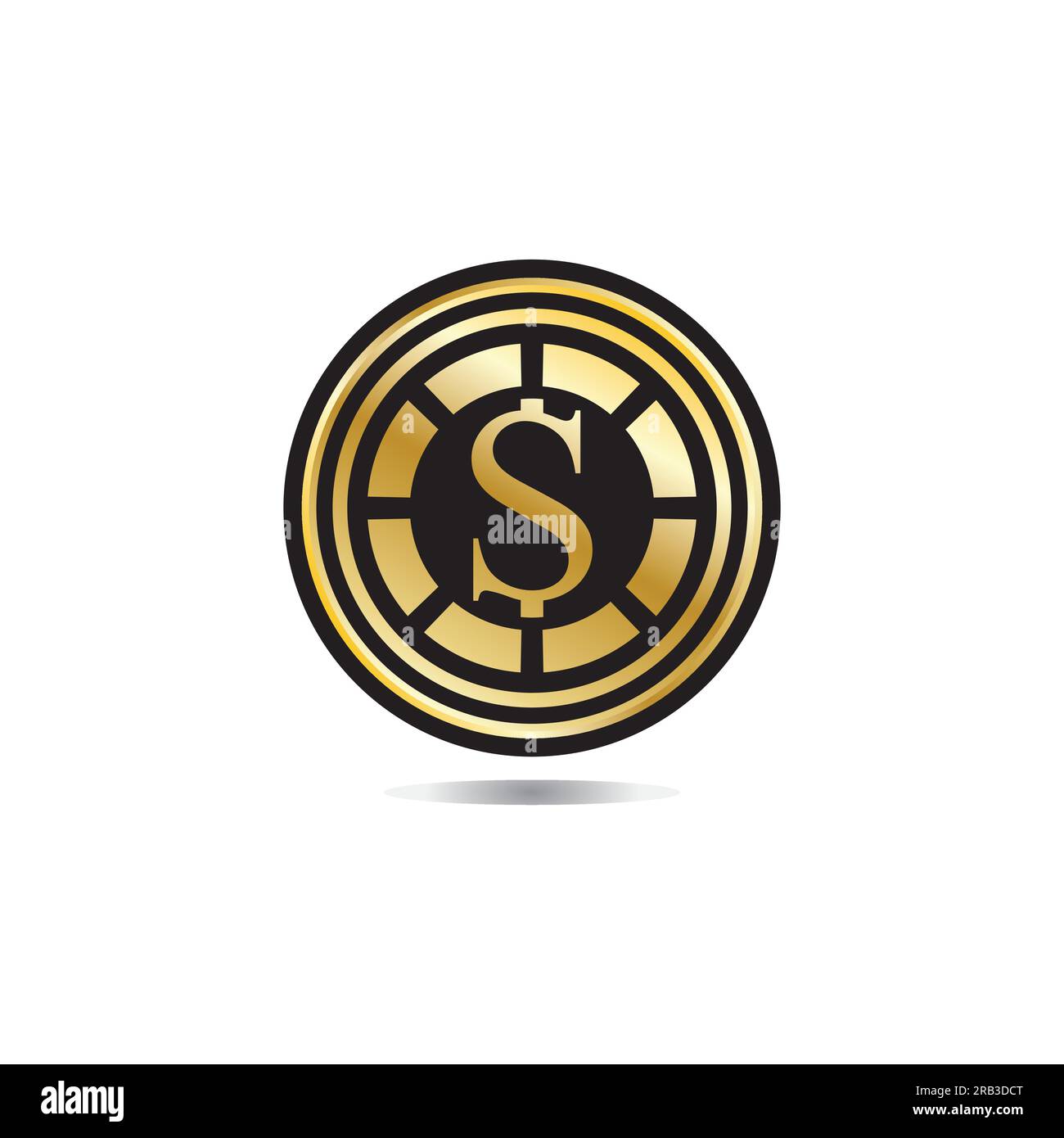 Gold coin with dollar sign illustration. vector dollar coin icon ...