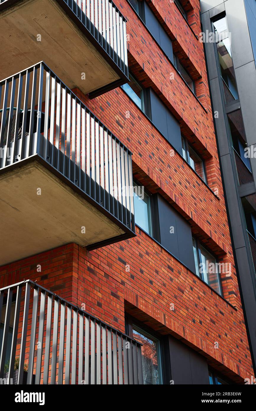 Modern residential complex in Gdansk, Poland. Living house facade with