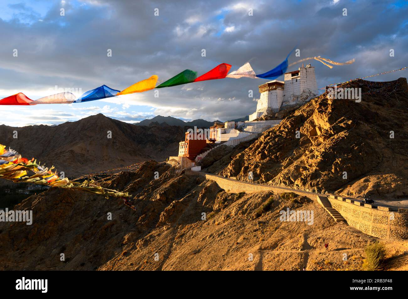 Fort and Namgyal Tsemo Monastery or red gompa is main Buddhist centre in Leh Ladakh, India. Stock Photo