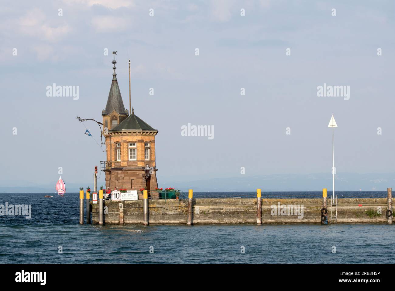 Constance, Germany lighthouse in the evening light. The Konstanz