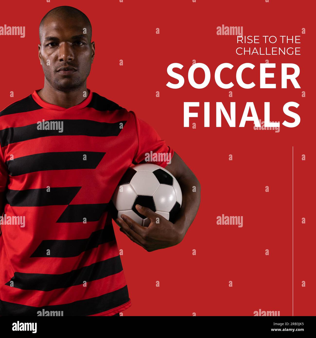 Composite of soccer finals raise to the challenge text over african