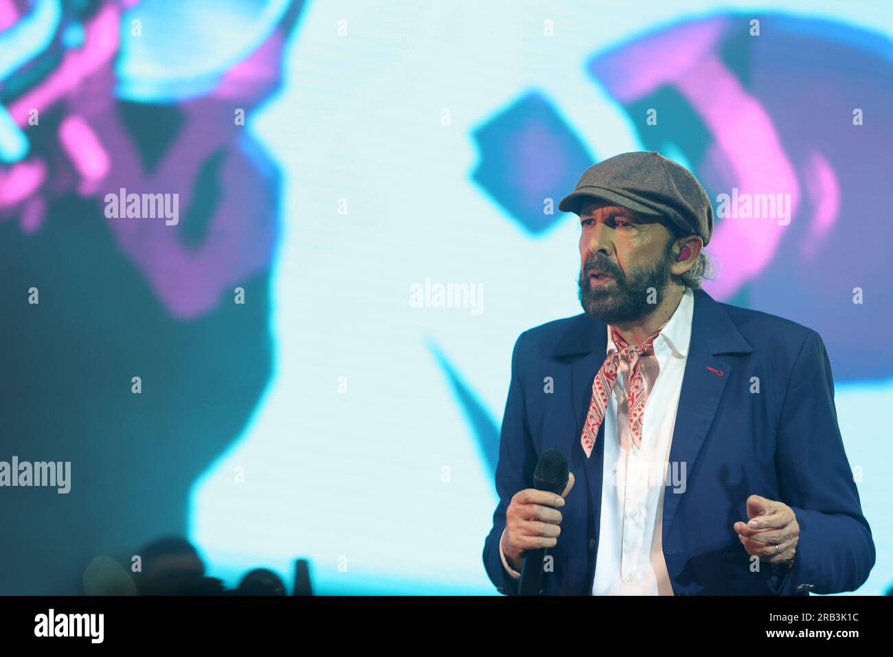 July 6, 2023: 6 July 2023 (Fuengirola, Malaga) The Marenostrum Fuengirola concert series has, in its 8th edition, a large number of international artists. Last night, the apotheotic Juan Luis Guerra with his band 440, fell in love with the audience of Marenostrum Fuengirola in a historic concert, where he included some of his best known songs and made all the attendees dance to the rhythm of merengue and bachata (Credit Image: © Lorenzo Carnero/ZUMA Press Wire) EDITORIAL USAGE ONLY! Not for Commercial USAGE! Stock Photo