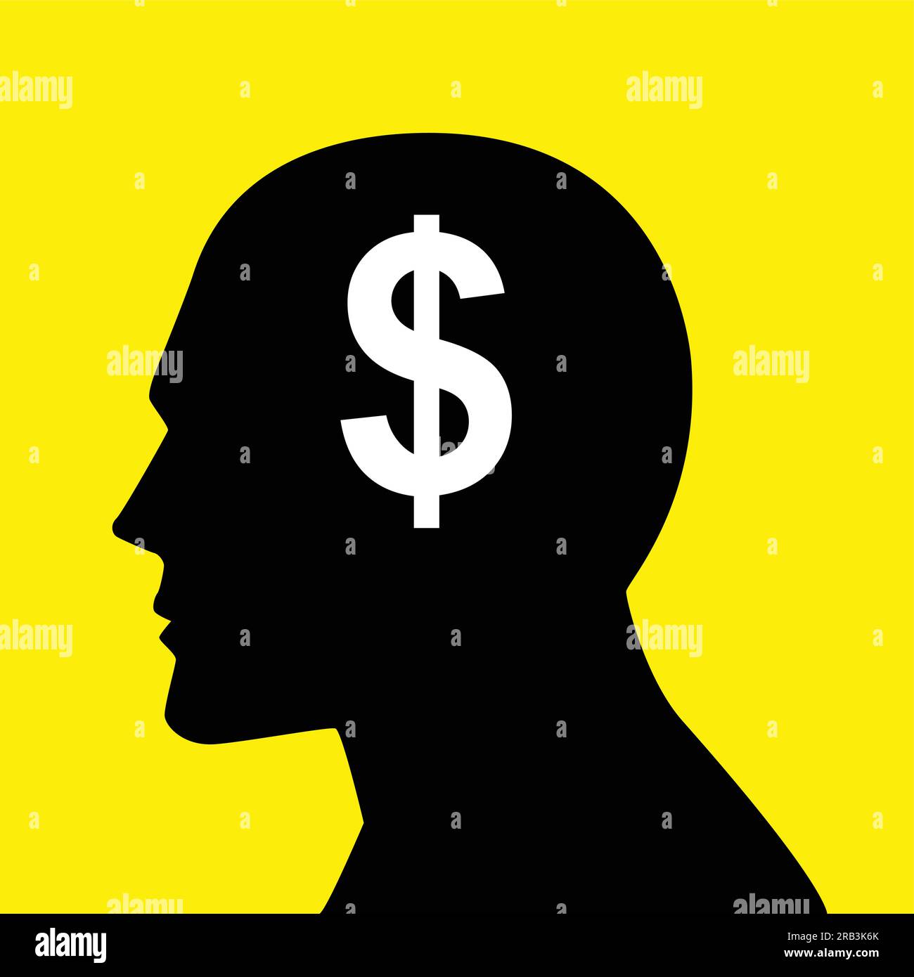 Mind concept graphic, dollar symbol analogy for money-oriented Stock Vector