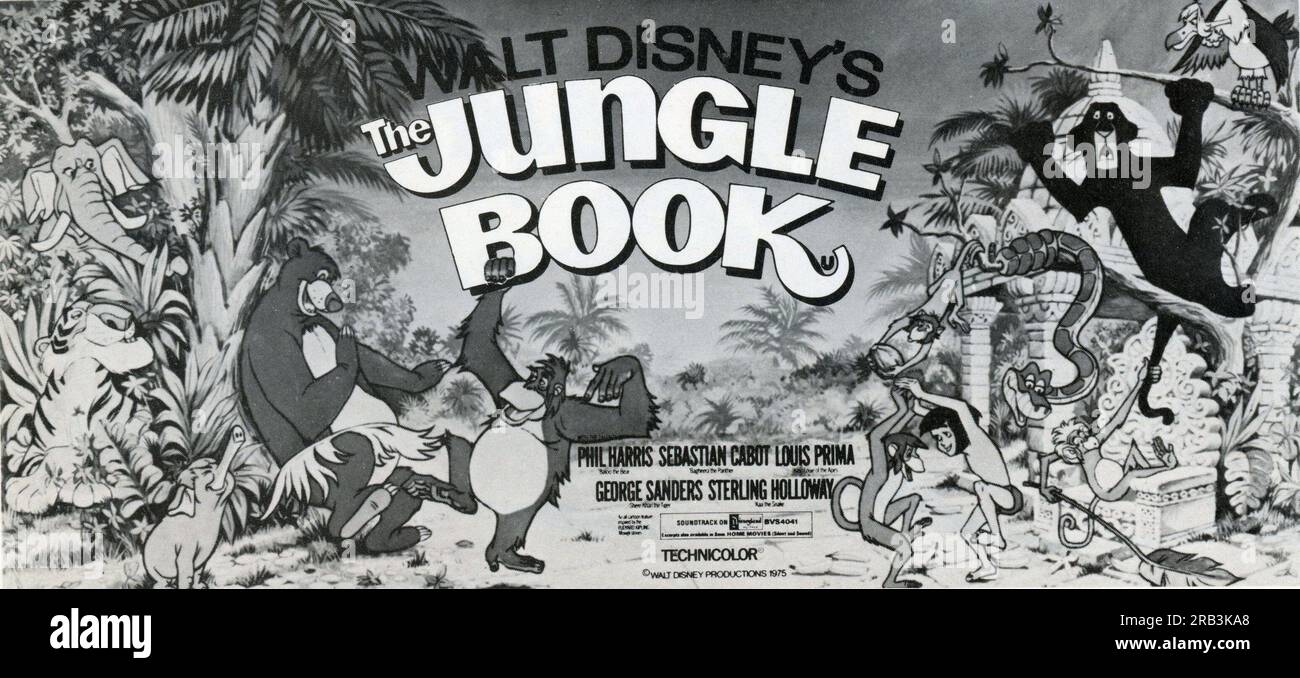 WALT DISNEY'S THE JUNGLE BOOK director WOLFGANG REITHERMAN inspired by the Mowgli Stories by Rudyard Kipling songs Richard M. Sherman and Robert B. Sherman Walt Disney Productions Stock Photo