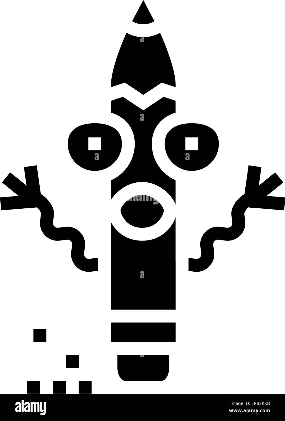 happy pen character glyph icon vector illustration Stock Vector Image ...