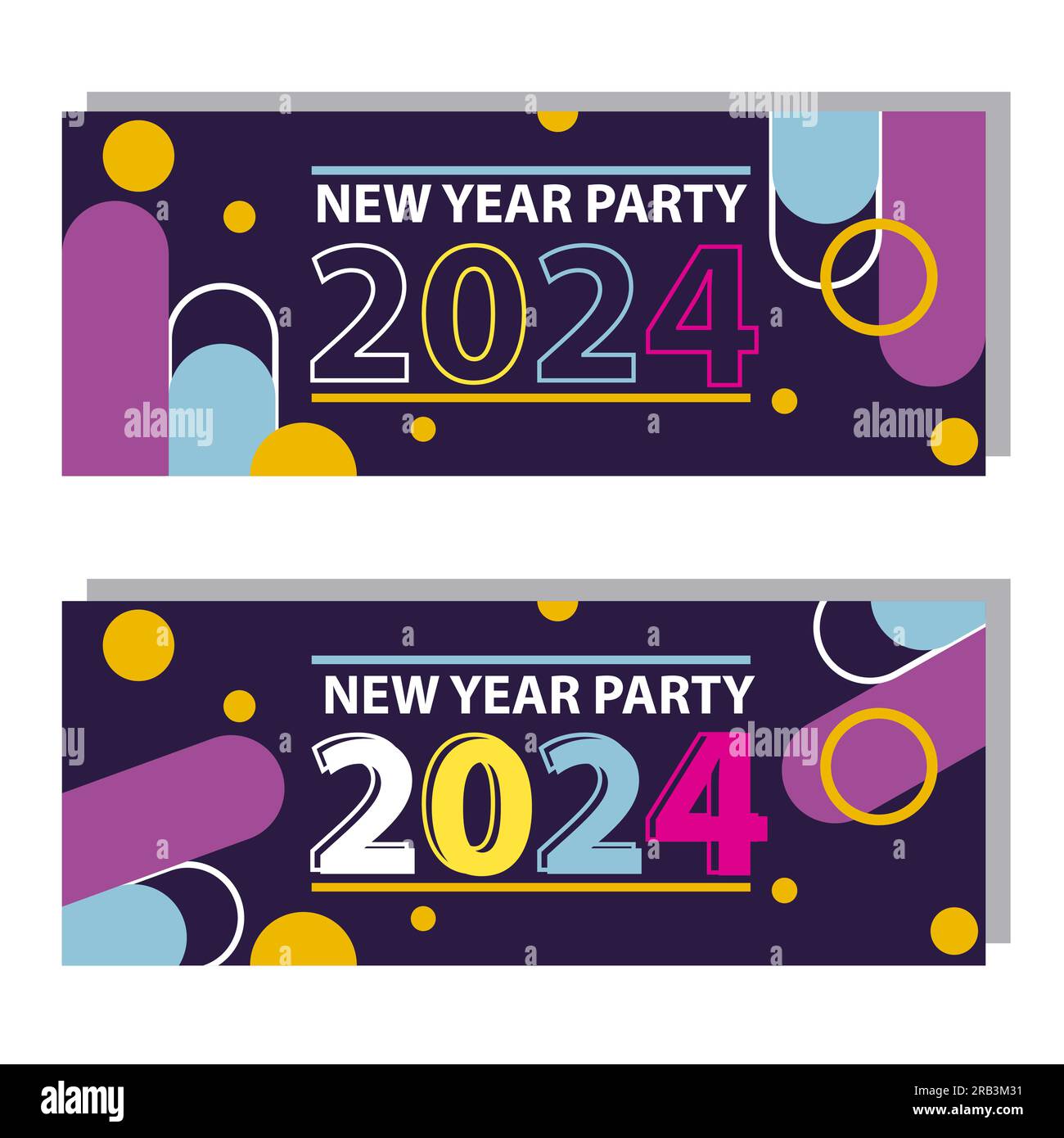 Abstract new year 2024 party banners circle element Stock Vector Image