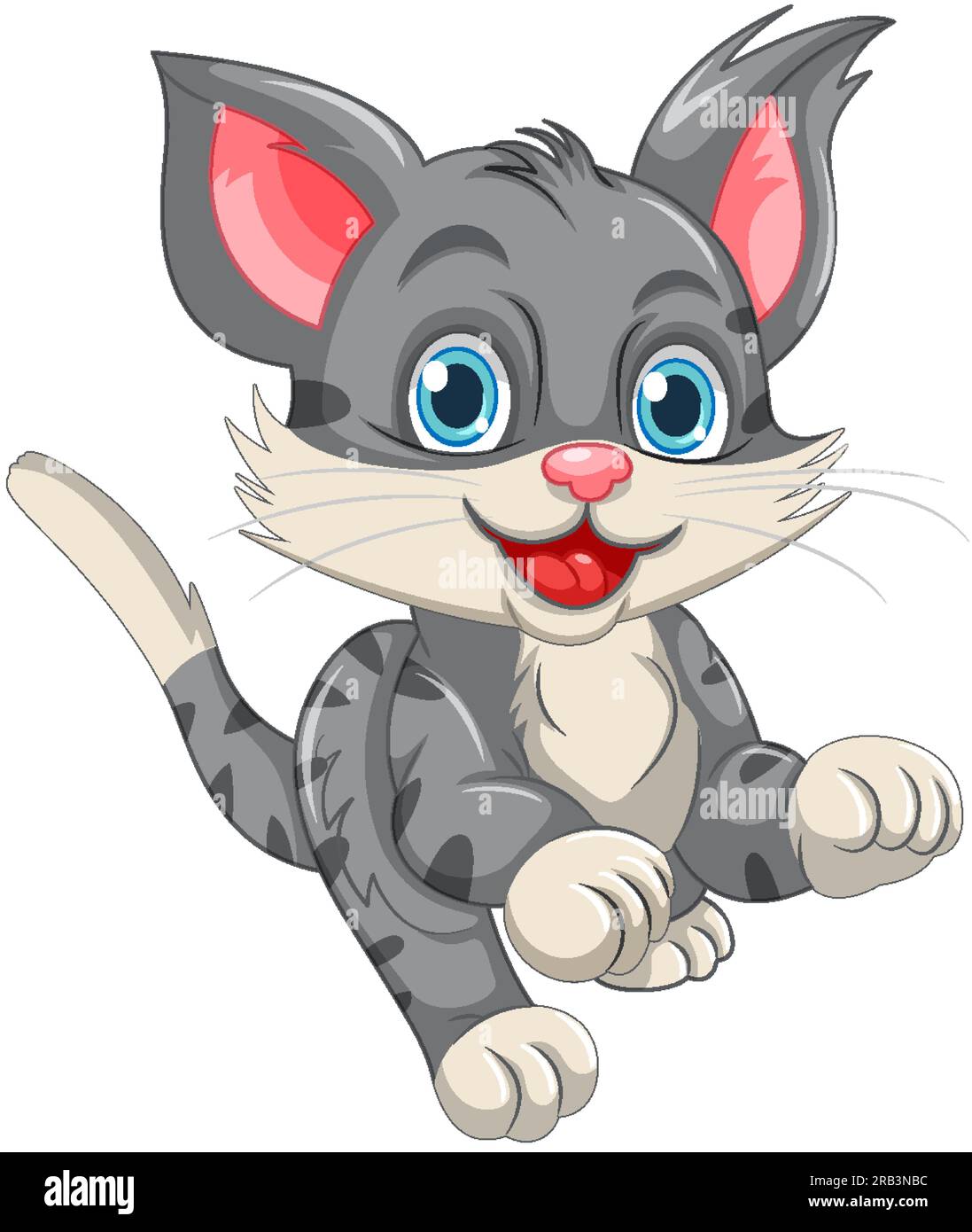 Cute grey cat cartoon character illustration Stock Vector Image & Art