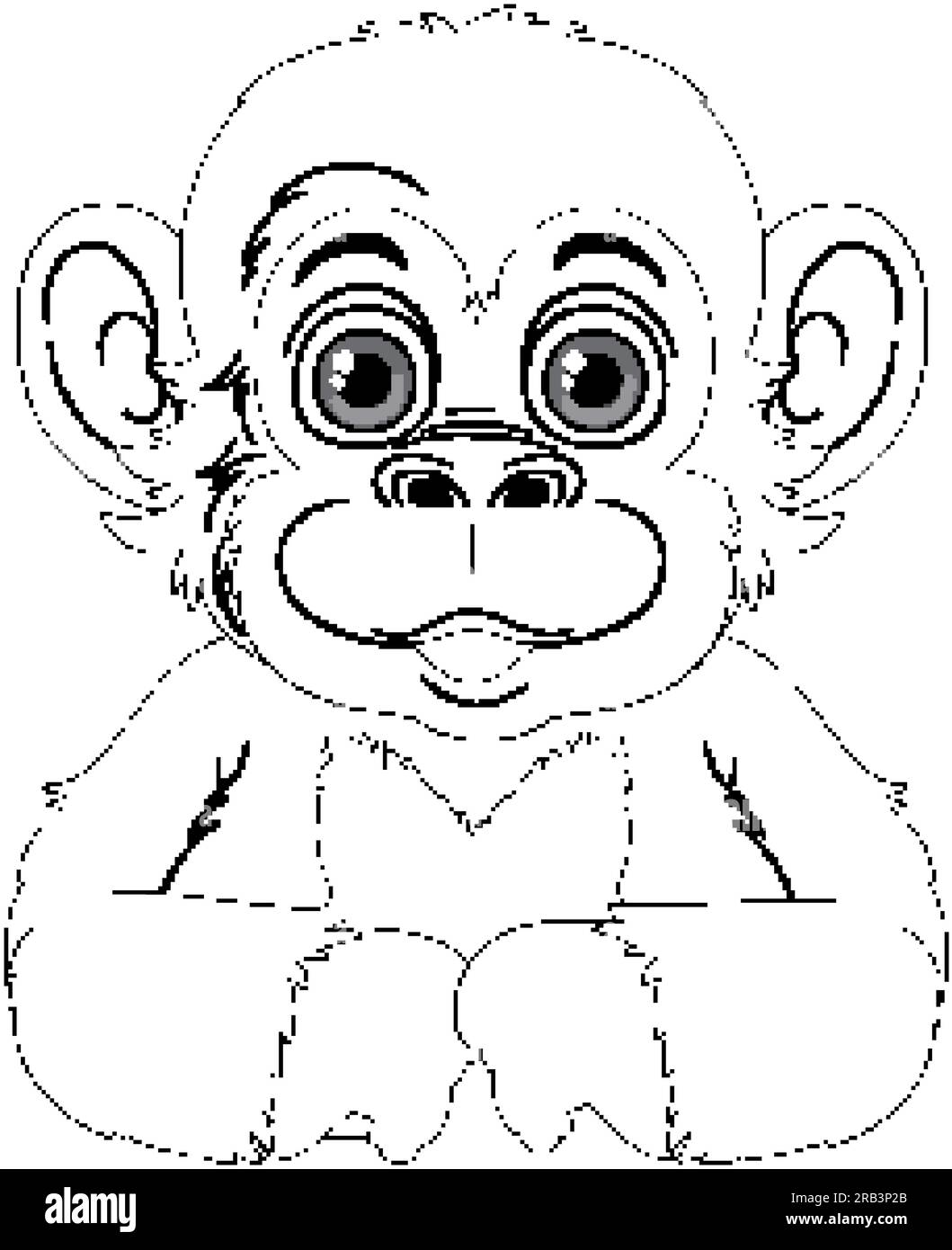 Chimpanzee Cartoon Character Outline for Coloring illustration Stock