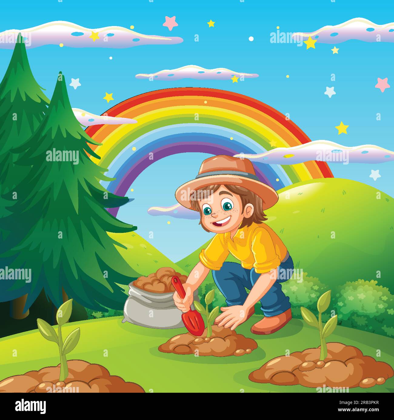 People reforestation against climate change illustration Stock Vector ...