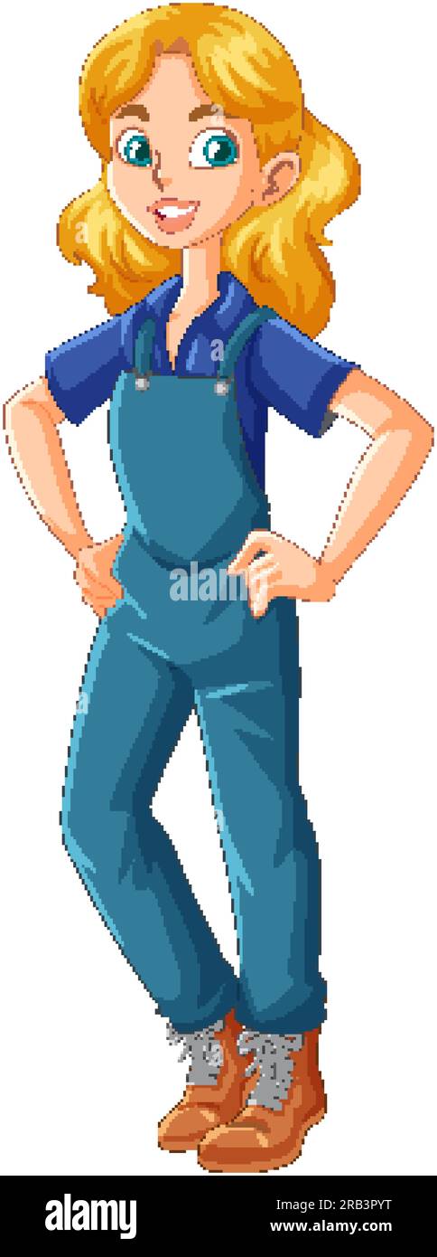 Young female farmer cartoon character illustration Stock Vector Image ...
