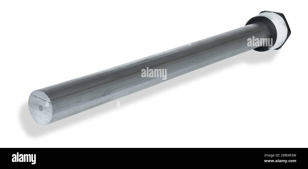 Shadow beneath an anode rod used in a camping trailer's water heater