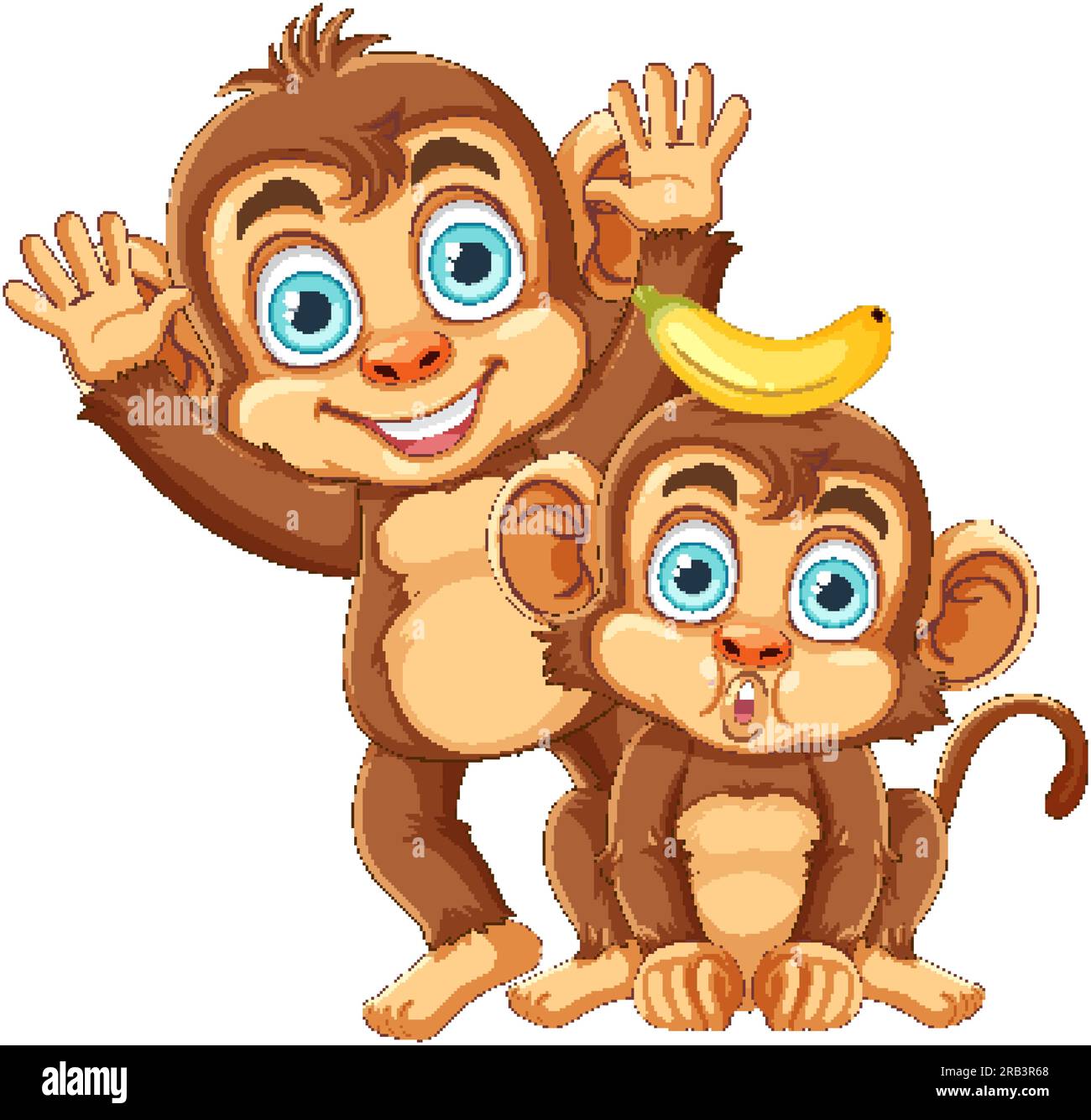 Two Funny Monkeys Cartoon Characters illustration Stock Vector Image ...