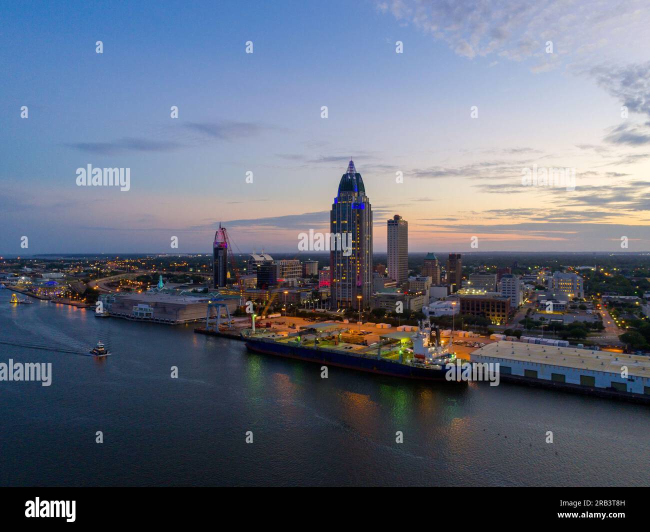 Mobile, Alabama waterfront skyline at sunset Stock Photo Alamy