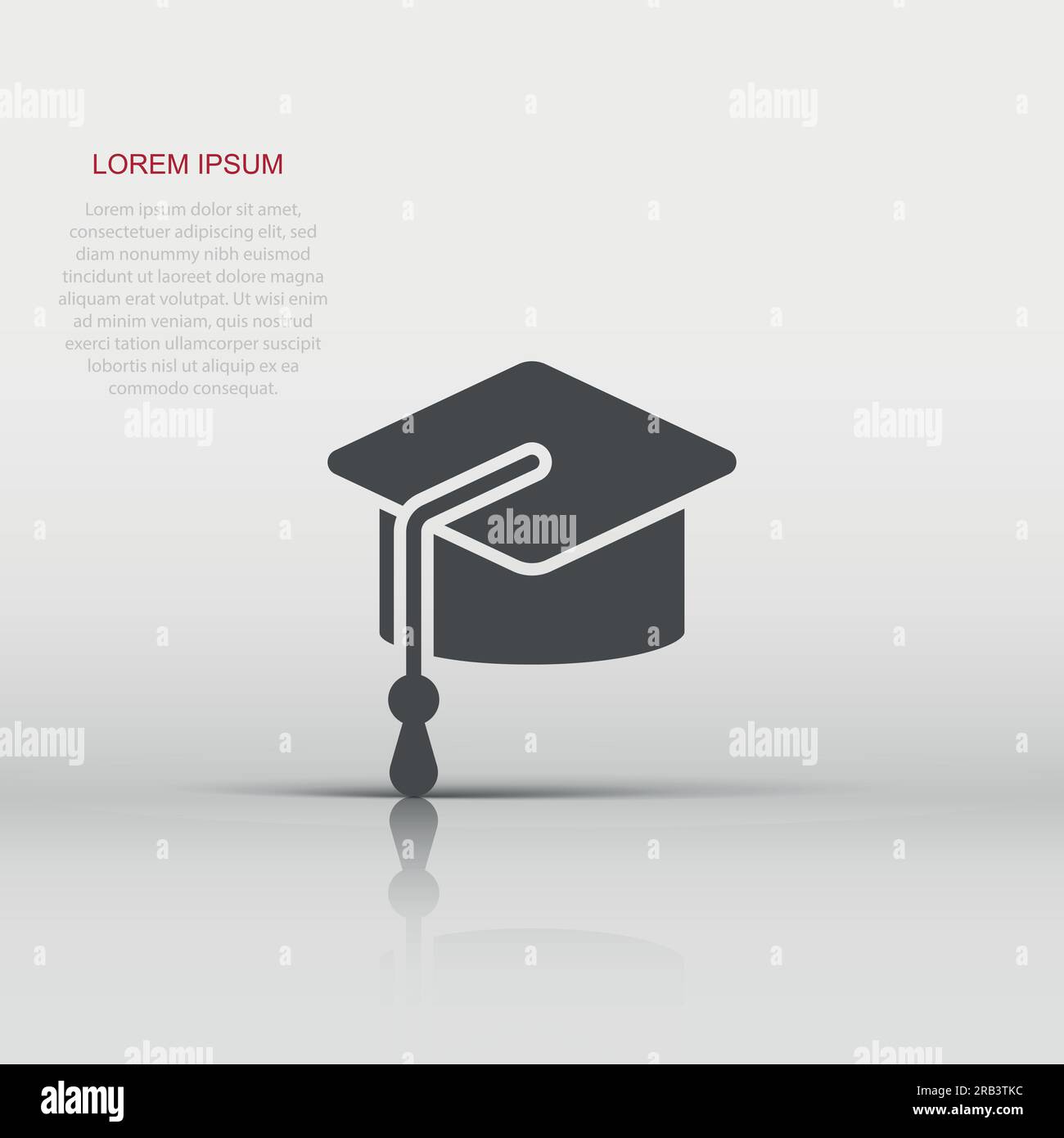 Graduation hat icon in flat style. Student cap vector illustration on ...