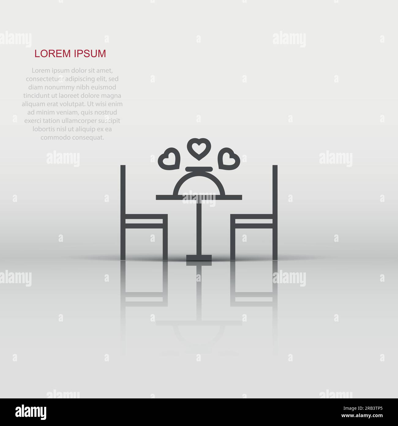 Romantic dinner icon in flat style. Cafe vector illustration on white ...