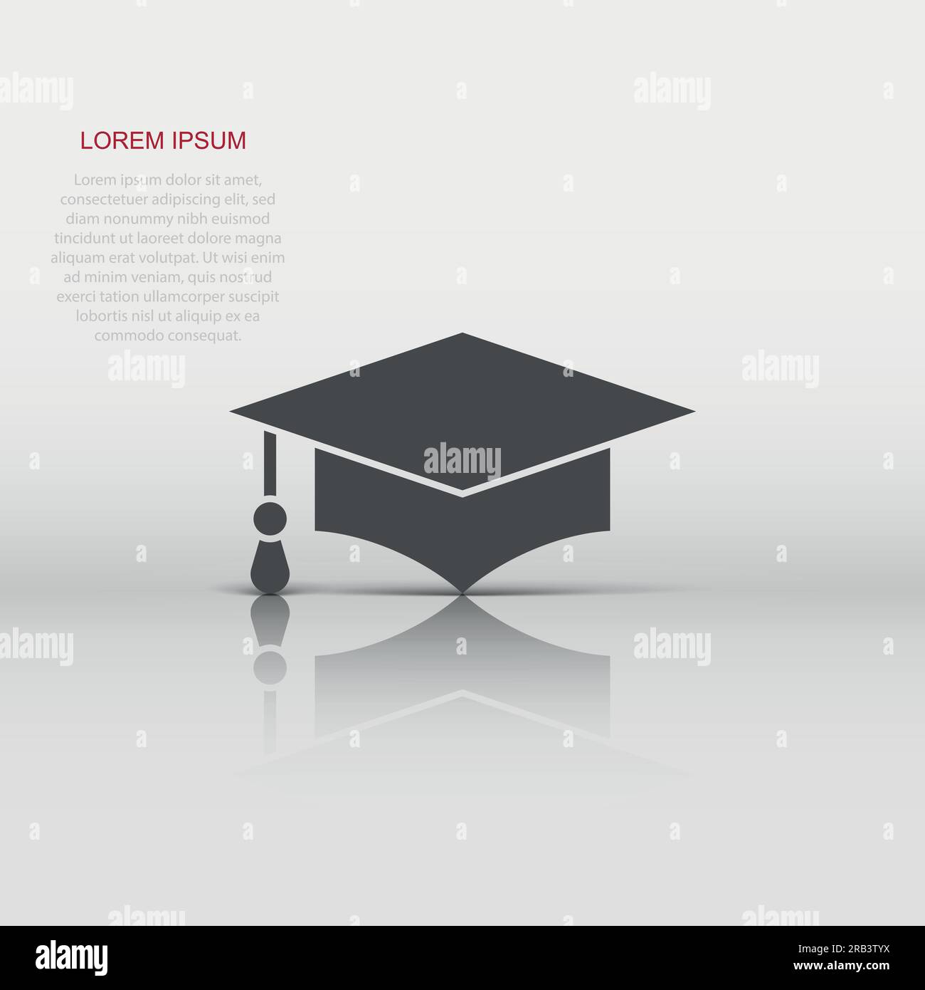 Graduation hat icon in flat style. Student cap vector illustration on ...