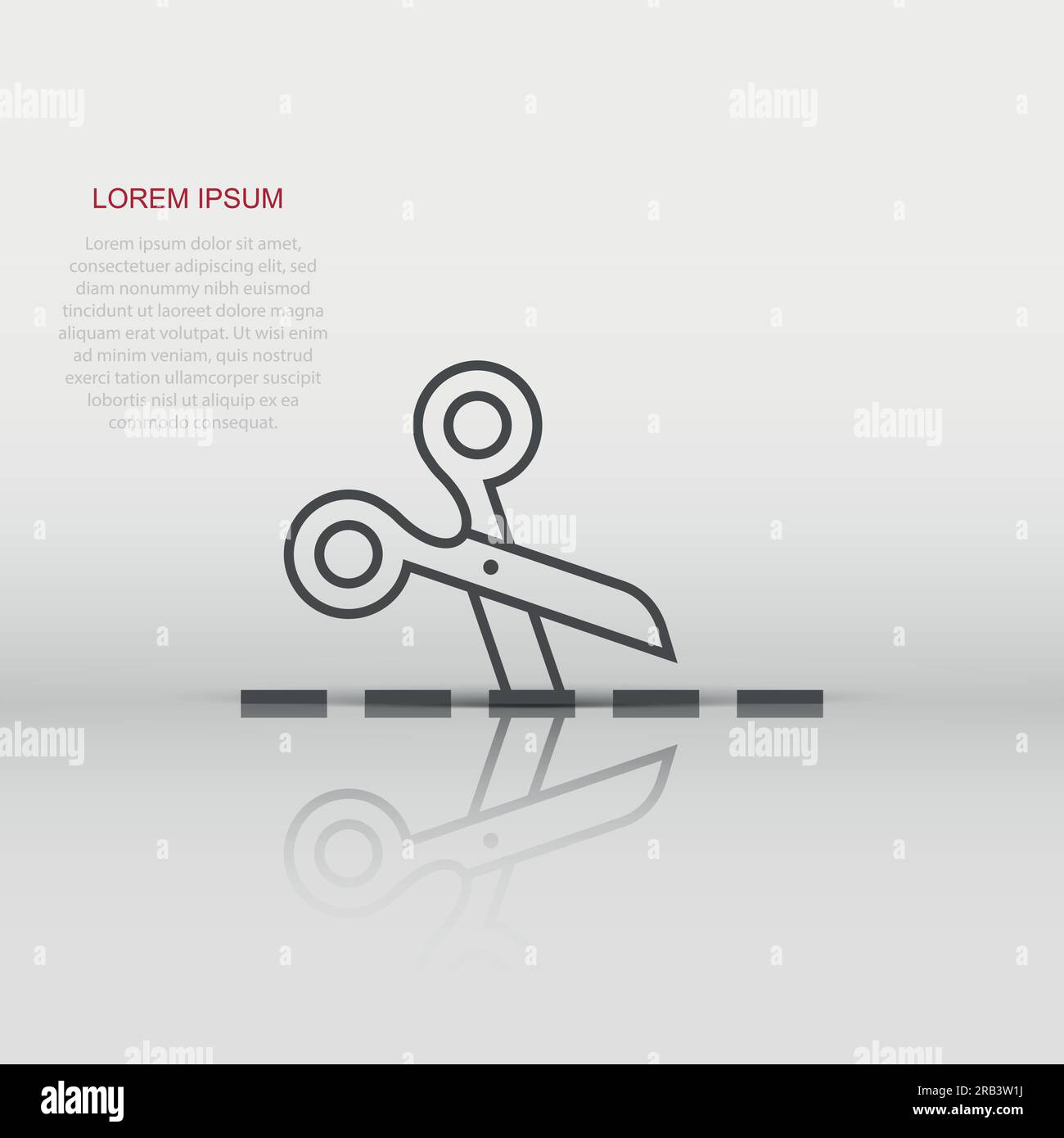 Scissor with cutting line icon in flat style. Cut equipment vector ...