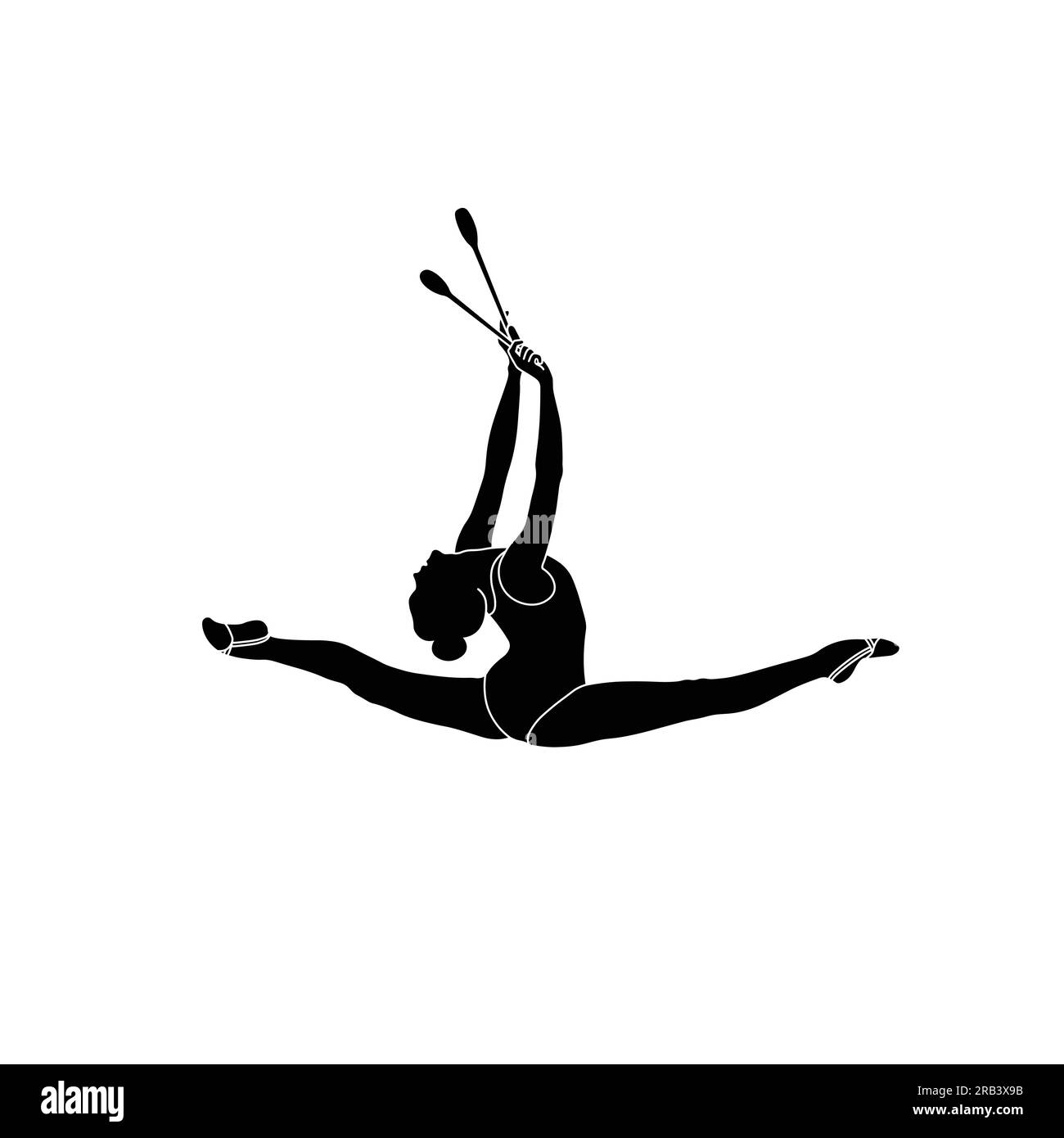 Photo & Art Print Rhythmic Gymnastics with Hoop Silhouette on white  background