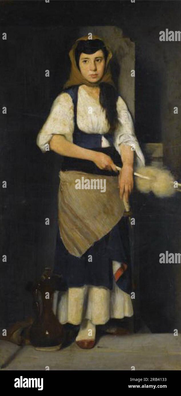 Girl with Distaff and Spindle by Polychronis Lembesis Stock Photo Alamy