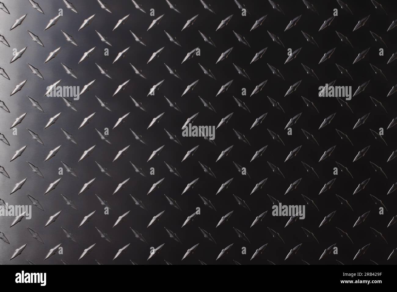 metal texture with diamond print. steel plate, dark gray background. Stock Photo