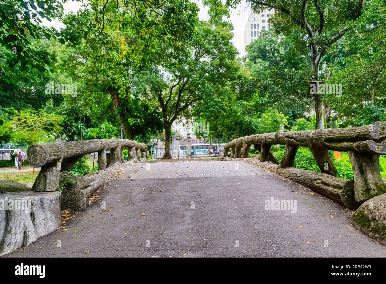 Rio de Janeiro, Brazil - June 15, 2023: Rustic style bridge in a public park Stock Photo