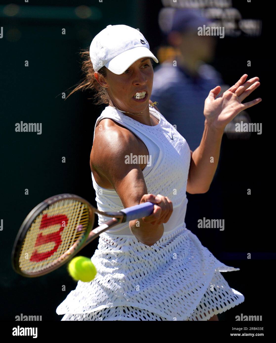 Madison Keys in action during her match against Viktorija Golubic (not