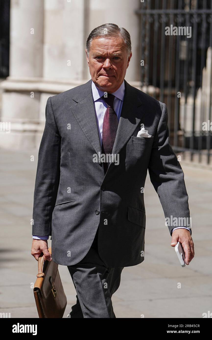 Howard Barclay, the son of the late Sir David Barclay, who shares day-to-day responsibility for 'group business' with his brother Aidan, arrives at the Royal Courts of Justice, London, ahead of the latest hearing of Sir Frederick Barclay in his fight with ex-wife Lady Hiroko Barclay in the Family Division of the High Court. Picture date: Friday July 7, 2023. Stock Photo