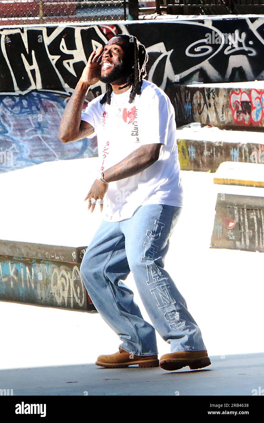 New York, NY, USA. 6th July, 2023. Burna Boy shooting music video in